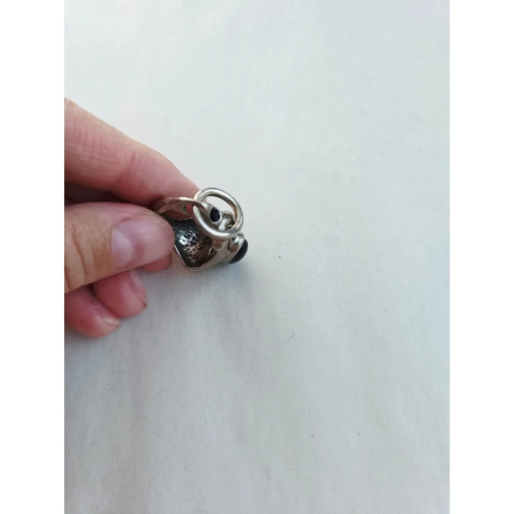 Amy Khan Russell AKR Sterling Silver Black Onyx Convertible Ring Pendant 6.75